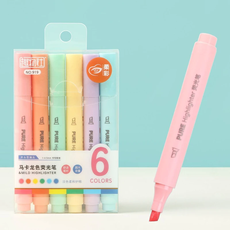 6개/세트 파스텔 색상 마카롱 형광펜, 귀여운 형광 마 - Pastel Highlighter Set Double Ended 리뷰 및 가격