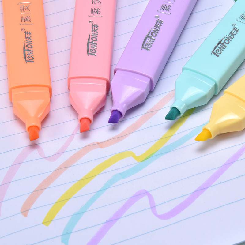 6 개/대 평면 모양 창백한 색상 형광펜 형광펜 아트  - Pastel Highlighter Set Double Ended 리뷰 및 가격