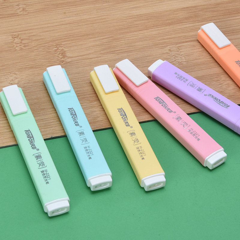 6 개/대 평면 모양 창백한 색상 형광펜 형광펜 아트  - Pastel Highlighter Set Double Ended 리뷰 및 가격
