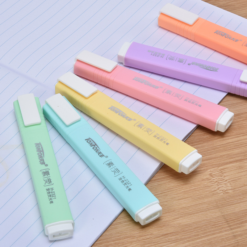 6 개/대 평면 모양 창백한 색상 형광펜 형광펜 아트  - Pastel Highlighter Set Double Ended 리뷰 및 가격